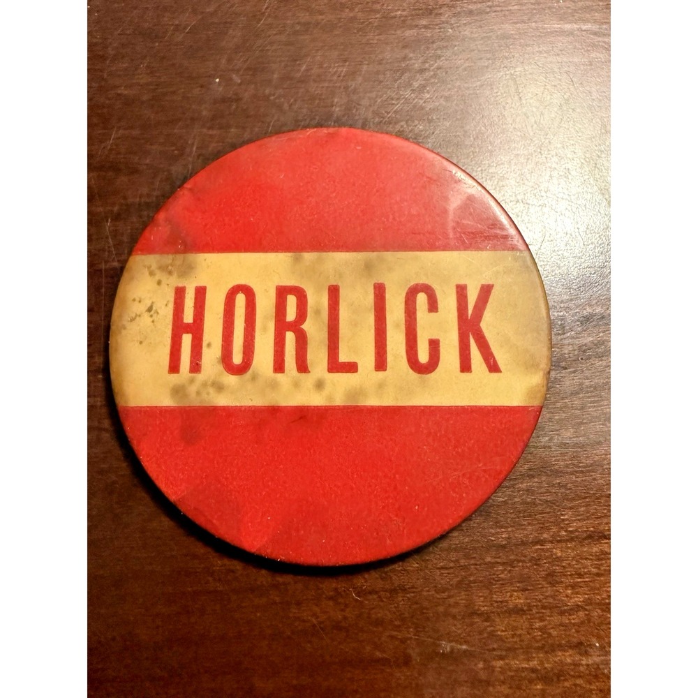 Vintage Horlick Advertising Button Pin Badge Lapel Wisconsin Rare